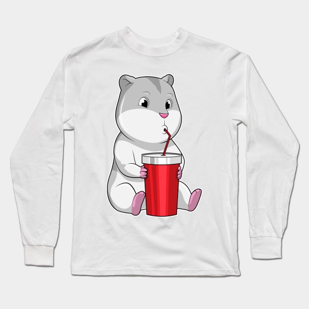 Hamster with Mug & Drinking straw Long Sleeve T-Shirt by Markus Schnabel